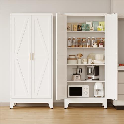 Walsunny Kitchen Pantry Cabinet, 65" Tall Storage Cabinet with Adjustable Shelves & Barn Doors, Freestanding Kitchen Cupboard for Dining Room, Living  — TikTok Shop Feed review