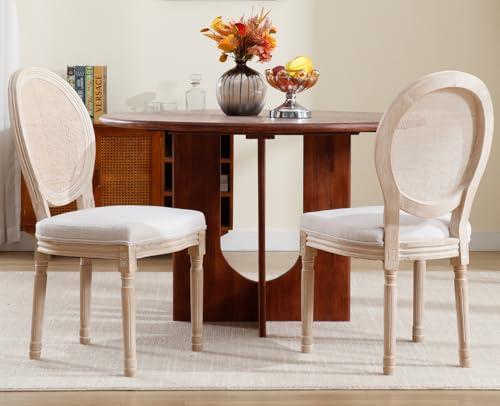 SoarFlash French Dining Chairs Set of 2, Vantage Dining Chair with Round Back, Wood Leg PU Leather Dining Chair for Kitchen, Bedroom — TikTok Shop Feed review