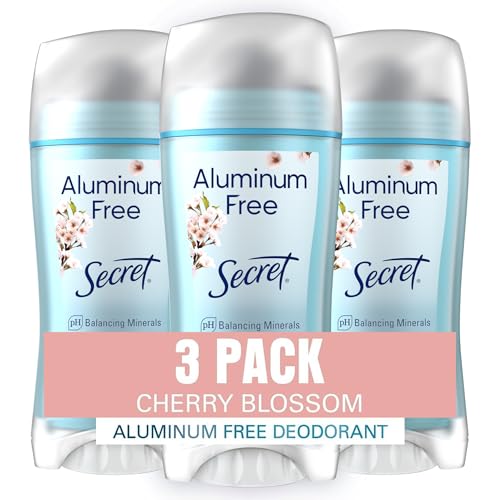 Secret Aluminum Free Deodorant for Women, 48hr Odor Protection, Free of Parabens Dyes Talc & Baking Soda, PH Balancing Minerals, Dry Solid, Cherry Blossom Scent, 2.4 oz (Pack Of 3) — Beauty & Personal Care review
