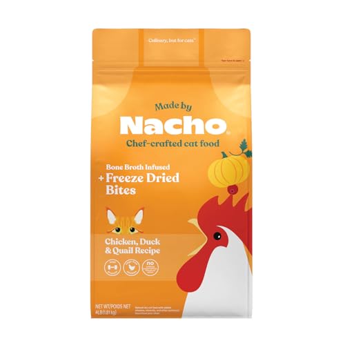 Made by Nacho Dry Cat Kibble 4lb Bag, High Protein Premium Cat Food with Freeze Dried Pieces, Cage-Free Chicken & Duck, Limited Ingredients, Single Bag — Pet Supplies review