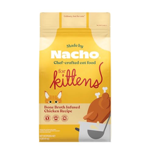 Made by Nacho Kitten Dry Kibble Infused with Bone Broth, Healthy High Protein Cat Food, Cage-Free Chicken and Chicken Liver, 4lb Bag — Pet Supplies review