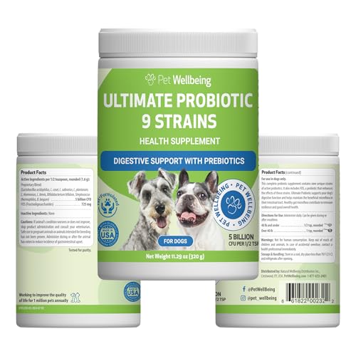 Pet Wellbeing Ultimate Probiotic 9 Strains for Dogs & Cats - Supports The Gut Microbiome and Digestion, Immune System Care, Urinary Tract Health, FOS, 2.5 Billion CFU - 11.29 oz (320 g) Powder — Pet Supplies review