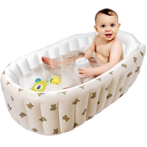 Newborn Baby Inflatable Swimming Pool, Cartoon Print Portable Baby Bath Tub, Cute Foldable Baby Bathtub for Infant Toddler Kids — TikTok Shop Feed review