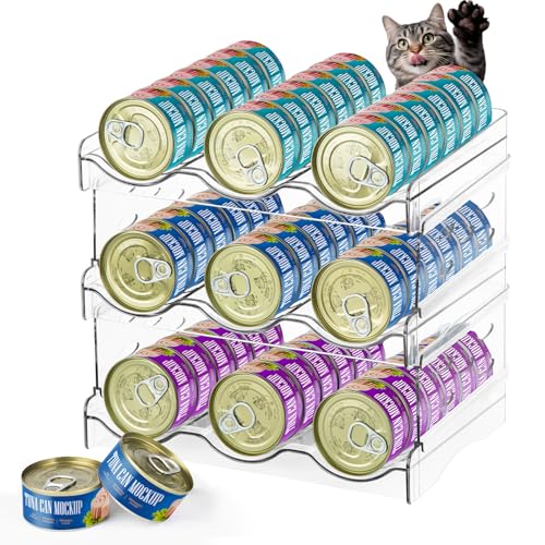 REFLYING Cat Food Can Organizer, Can Organizer for Pantry，Transparent Cat Food Storage Container Holds 54 (3.5oz) Cans, Canned Food Organizer and Storage for Countertop Kitchen Cabinet (3 Layers) — Pet Supplies review