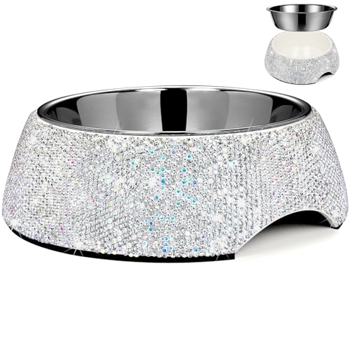 SlowVibes Bling Stainless Steel Dog Bowls,7oz Detachable Rhinestone Metal Food Water Bowl for Feeding Dogs Cats,Rust Resistant Non-Slip Puppy Dish with Gems,Sparkle Essentials for Small Girly Pets — Pet Supplies review