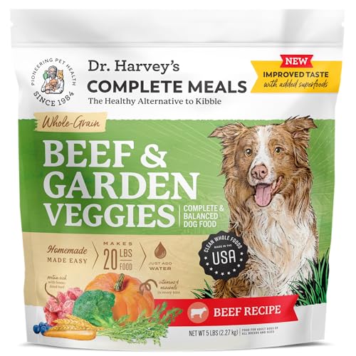 Dr. Harvey's Beef & Garden Veggies Dog Food, Human Grade Whole-Grain Dehydrated Dog Food with Freeze-Dried Beef (5 Pounds) — Pet Supplies review