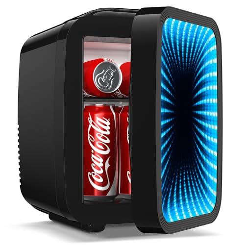 R.W.FLAME Mini Refrigerator and Personal Beauty Fridge, Mirrored Door with Light, 4 Liter, White/Black — TikTok Shop Feed review