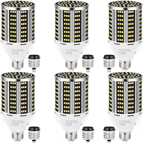 65W LED Corn Light Bulb 6 pack(650W Equivalent),Daylight 5000K E26/E39 Commercial Grade 7800LM Medium Mogul Base LED Lamp,Large Area Lights For Outdoor Indoor Garage Warehouse Factory Bay Light — Tools & Home Improvement review