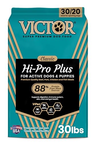 VICTOR Super Premium Dog Food – Hi-Pro Plus Dry Kibble – High Protein Dog Food with 30% Protein – Beef, Chicken, Pork, Fish Meals, Gluten Free - for High Energy and Active Dogs & Puppies, 30lbs — Pet Supplies review