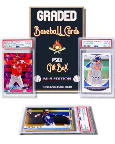Three Graded Baseball Cards Gift Box: MLB Edition βThree Premium PSA/BGS Graded 10, 9.5 or 9 Cards βPotential Rookie Autographs & Numbered RC RefractorsβGift for Baseball Fansβby Slabs of Heat β Sports Cards review