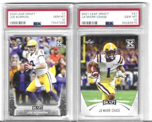 PSA 10 JOE BURROW JA'MARR CHASE LEAF 2 ROOKIE CARD LOT GRADED PSA GEM MINT 10 BENGALS STARS LSU CHAMPS β Sports Cards review