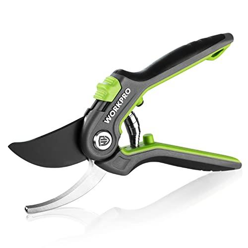Garden pruning shears with bypass blade and spring mechanism
